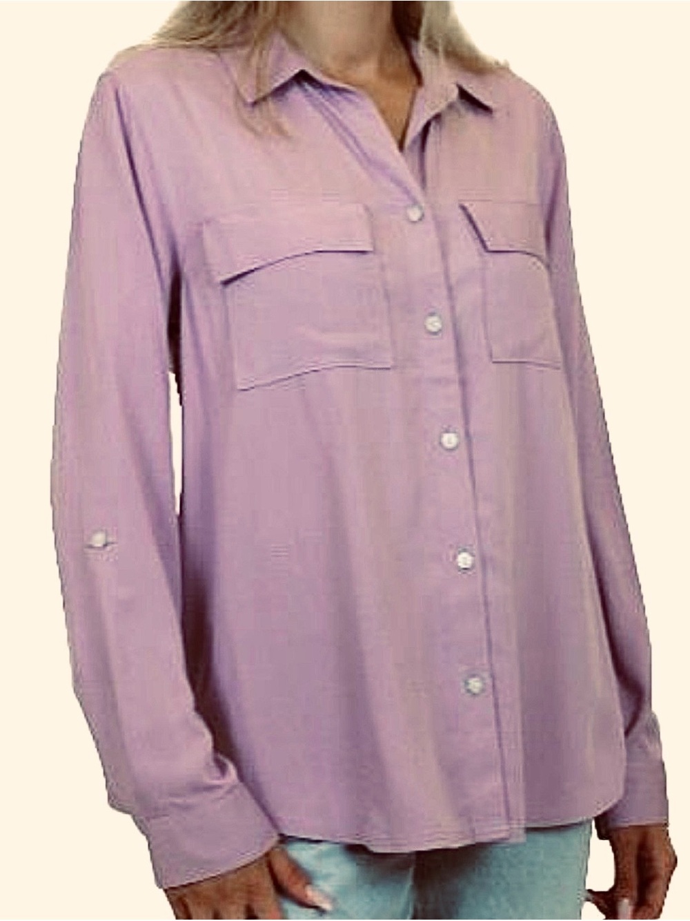 beachlunchlounge Lilac Button-Down Shirt
